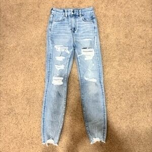 American Eagle Outfitters Light Blue Distressed Skinny Jeans